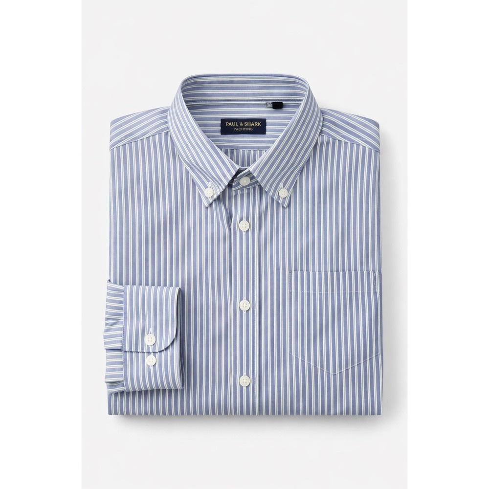 Paul & Shark Men's Button Down Shirt Blue White Stripe Long Sleeve- Size 40